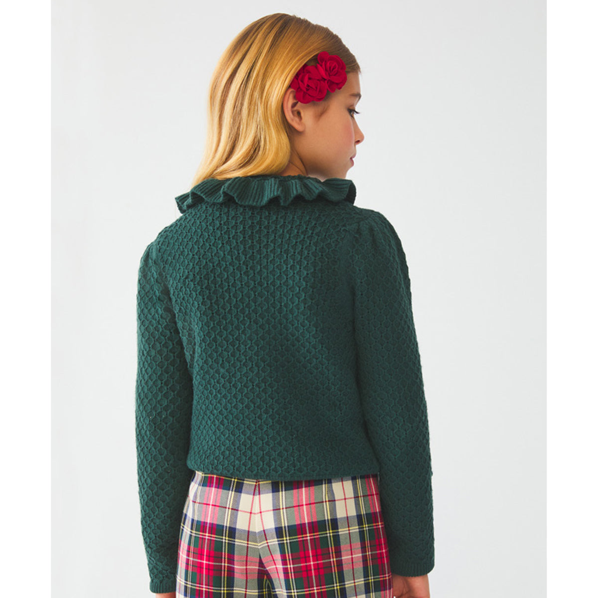 Forest Green Ruffled Collared Sweater
