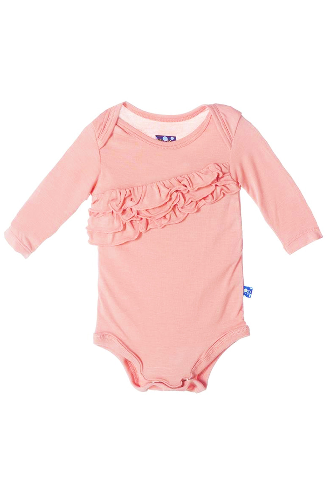 Blush Diagonal Ruffle Long Sleeve One Piece