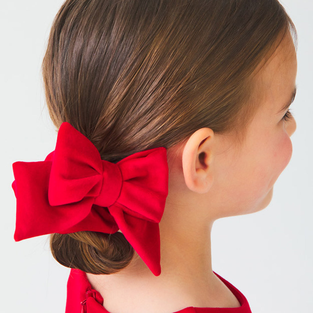 Red Glitter Velvet Bow Scrunchie