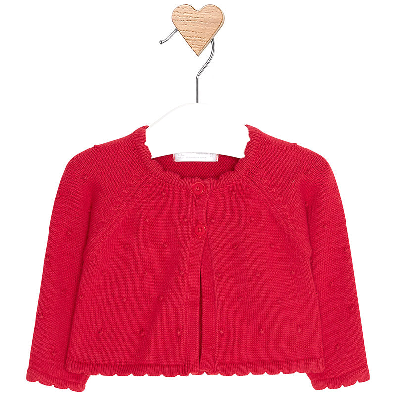 Knitted Cotton Cherry Red Cardigan