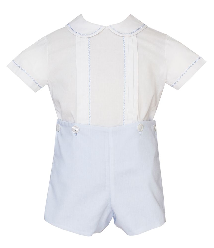 Blue Batiste Button On Shorts Set