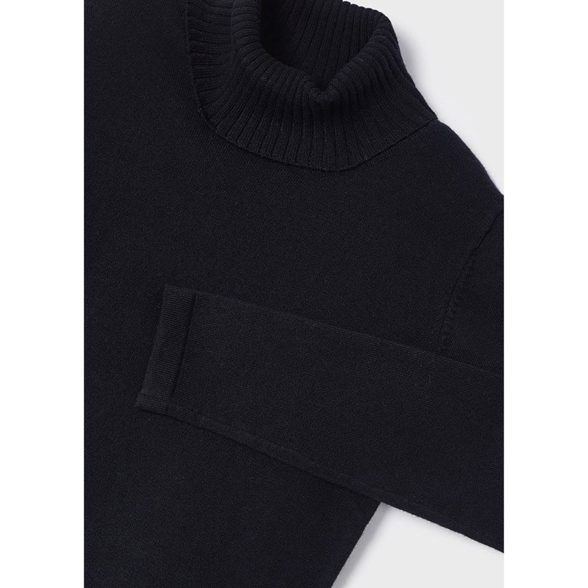 Ecofriends Black Jersey Knit Round Collar Turtleneck Sweater