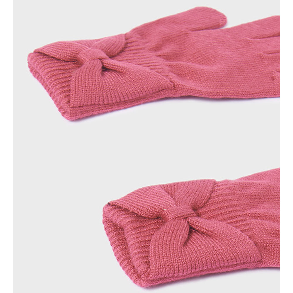Raspberry Knit Bow Gloves