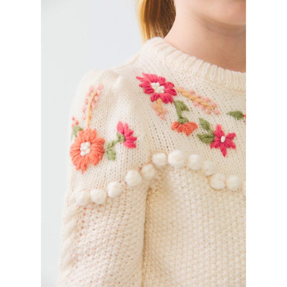 Ivory Floral Embroidered Sweater