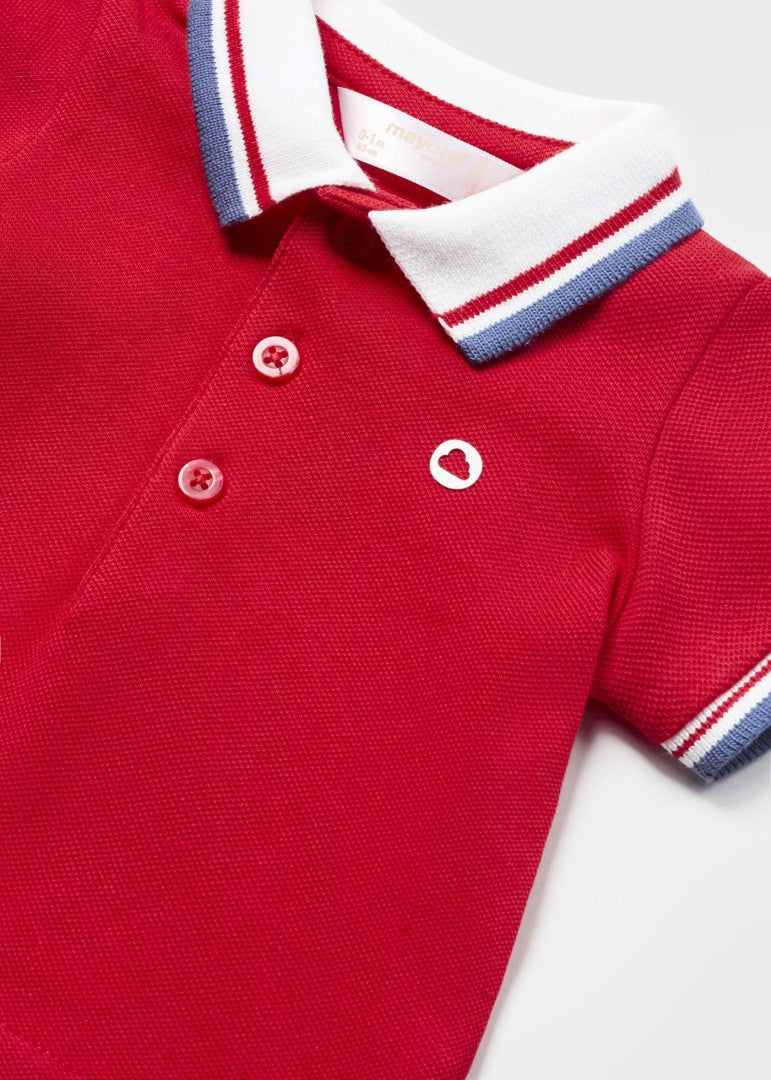 Newborn Red Basic Short Sleeve Polo