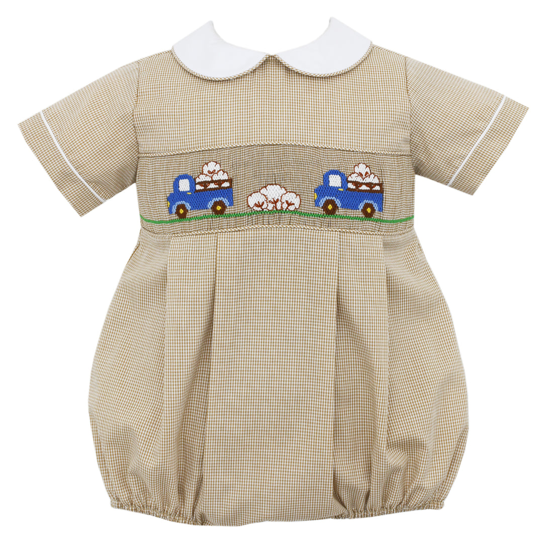 Cotton Trucks Khaki Gingham Short Bubble