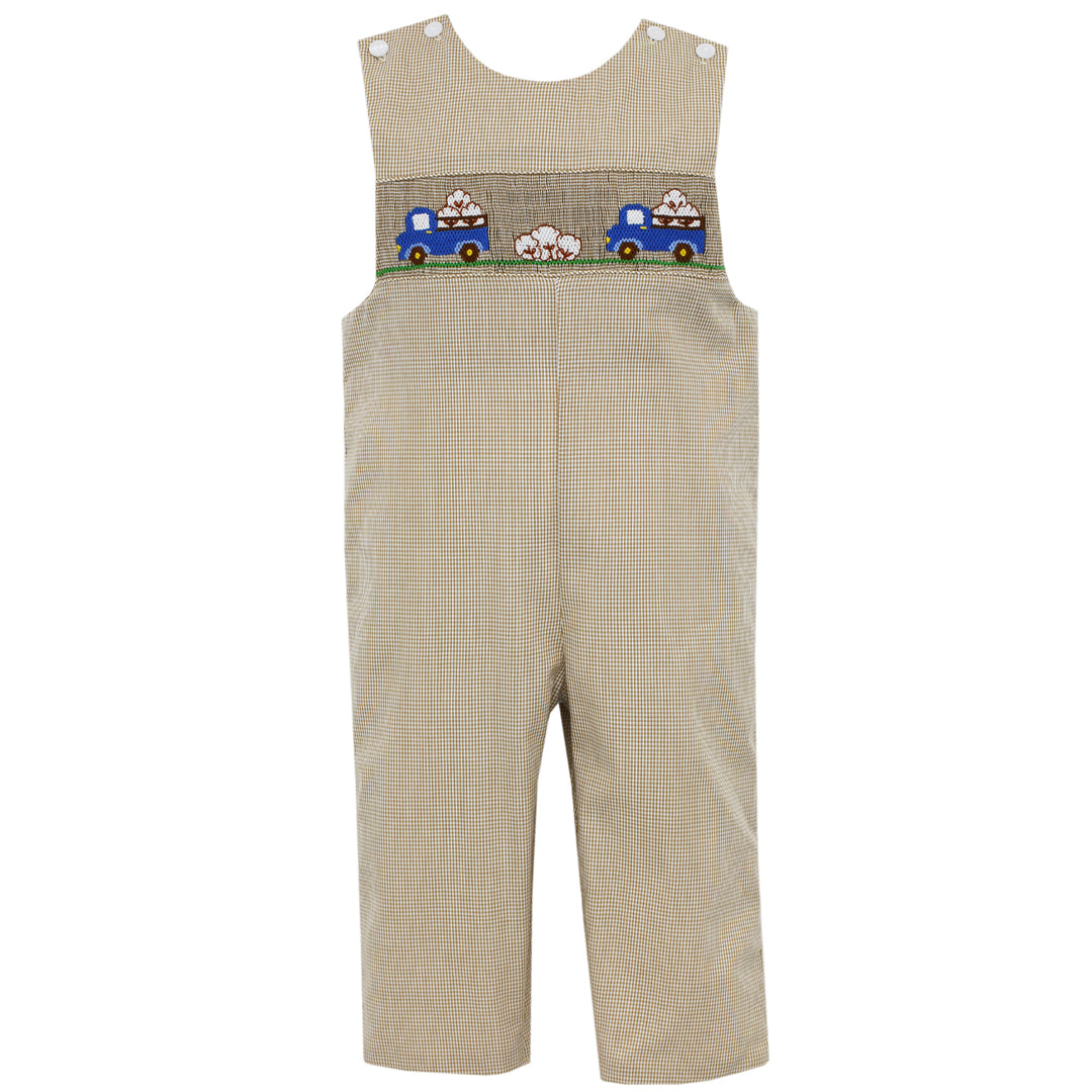 Cotton Trucks Khaki Gingham Long John John