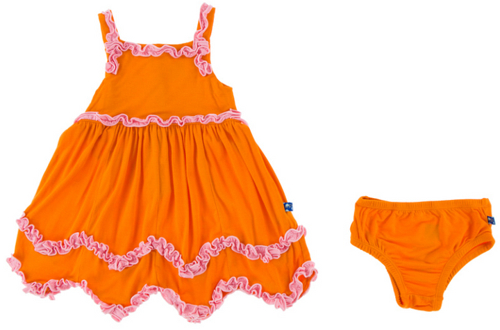 Sunset with Lotus Ruffle Tank Dress with Bloomer