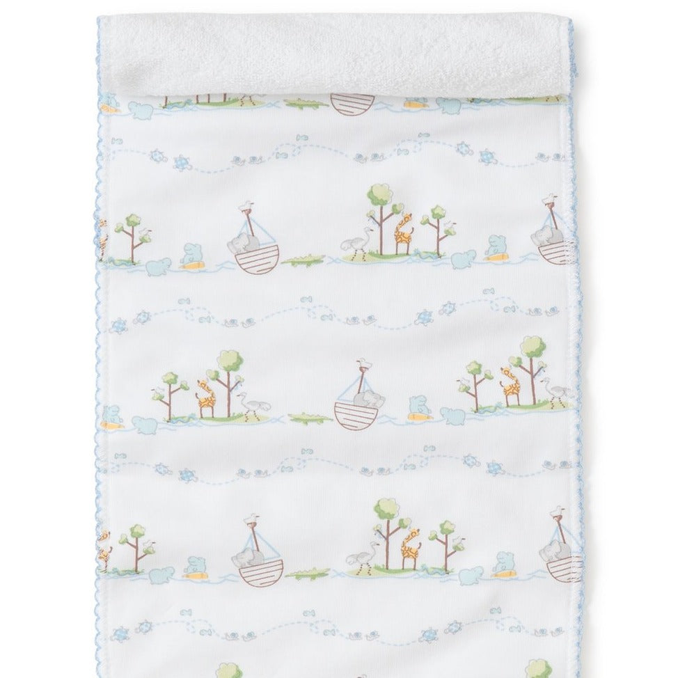 Noah's Ark Light Blue Burp Cloth