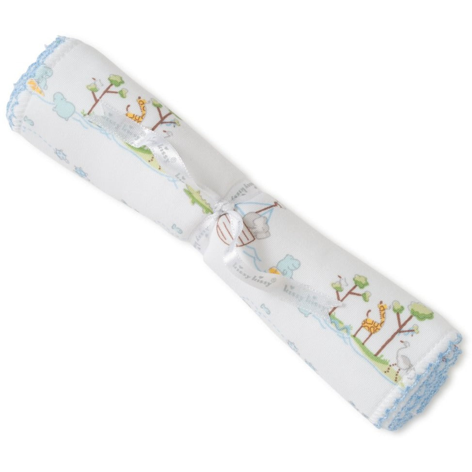 Noah's Ark Light Blue Burp Cloth