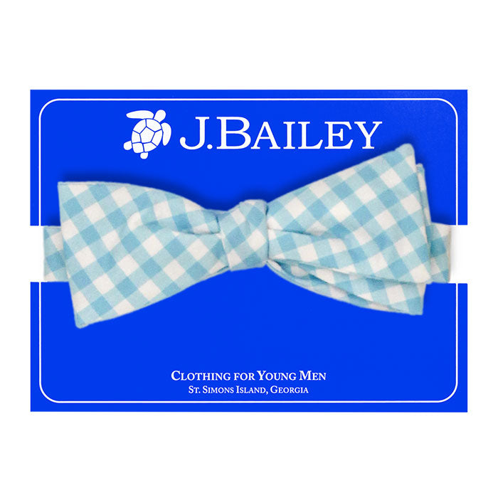 Turquoise Check Print Johnny Bow Tie