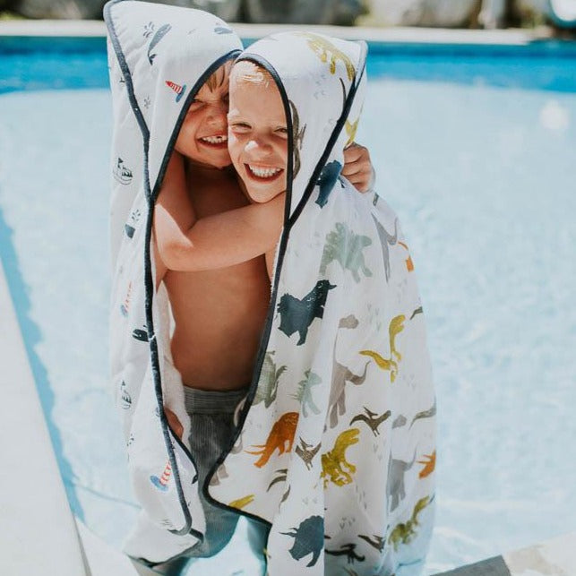 Hooded Towel & Washcloth Set - Dino Friends