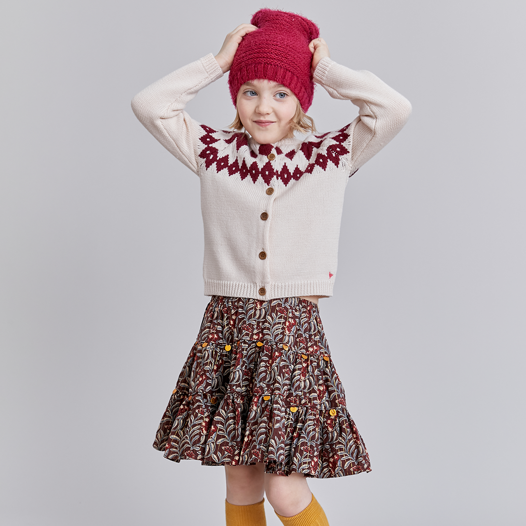 Cream With Brick Red Fair Isle Sweater