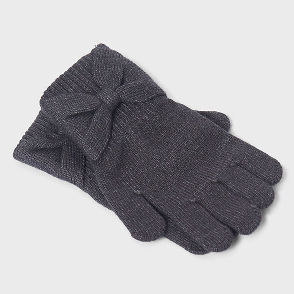 Titanium Grey Knit Bow Gloves