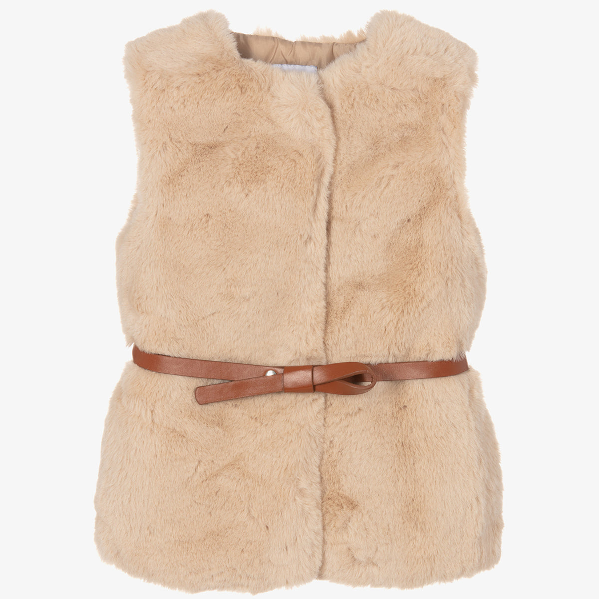 Beige Fur Vest with Belt
