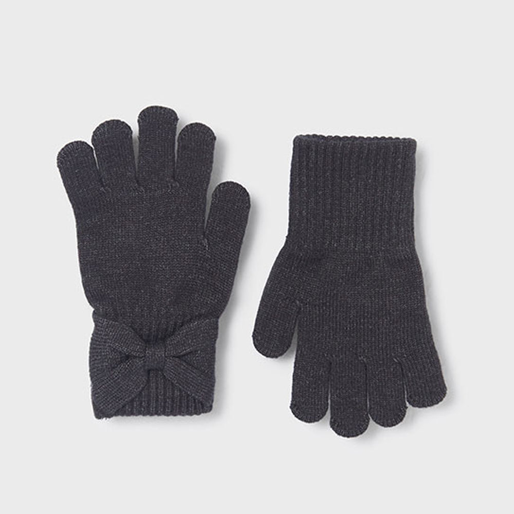 Titanium Grey Knit Bow Gloves
