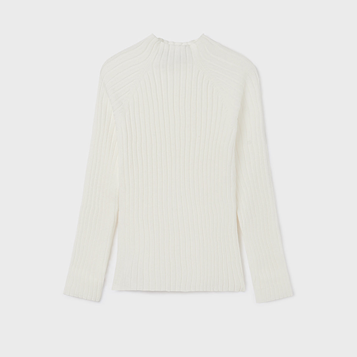 Natural Ribbed High Neck Sweater