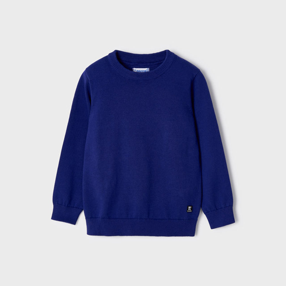 Ecofriends Cobalt Jersey Knit Round Collar Sweater