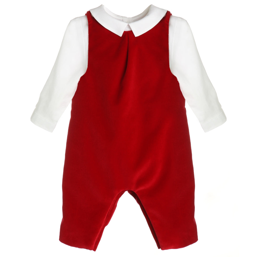 Red & White Velvet Long Overall