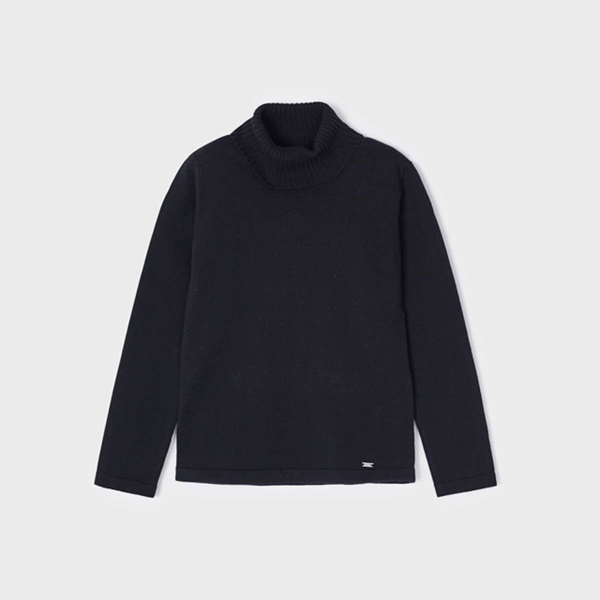 Ecofriends Black Jersey Knit Round Collar Turtleneck Sweater