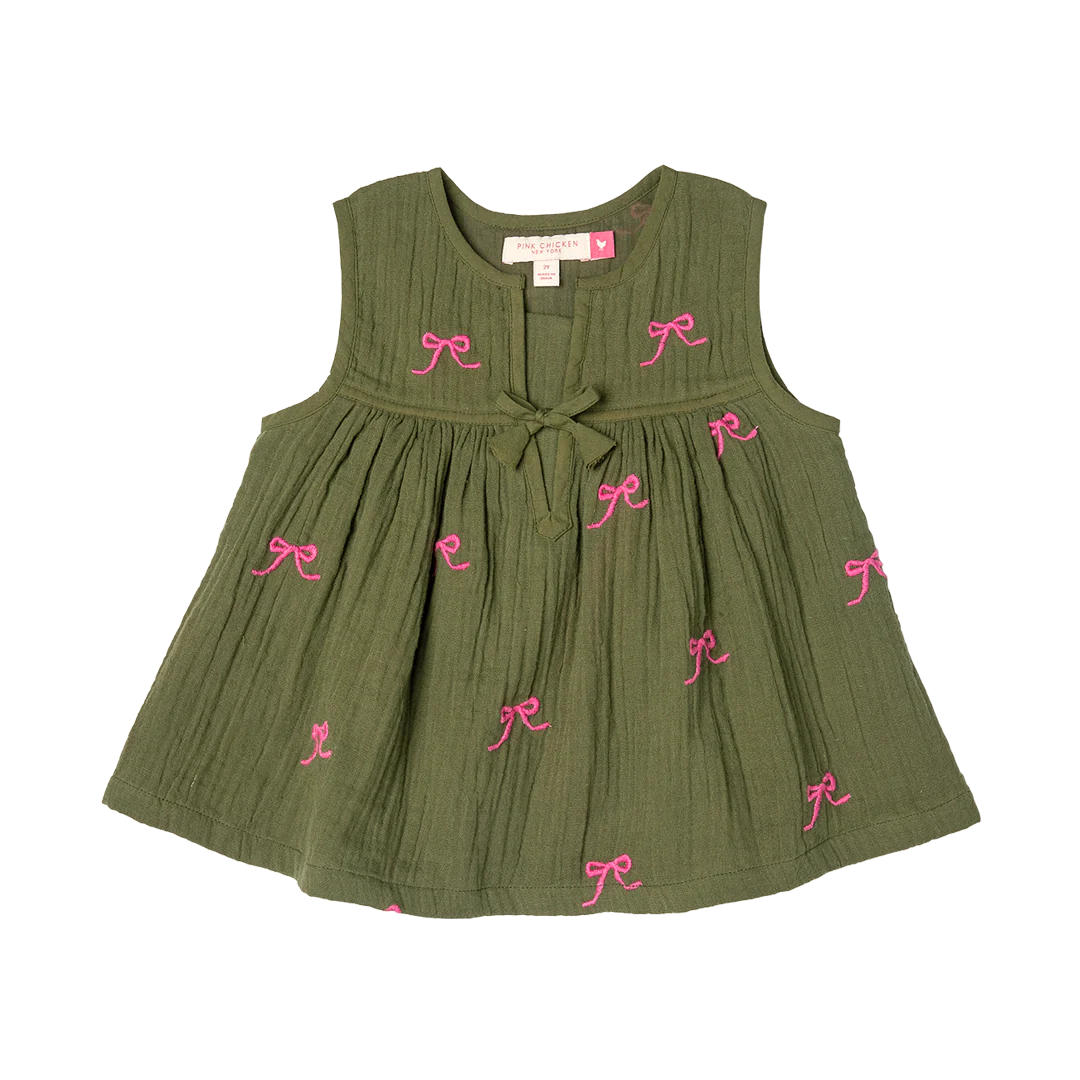 Olive Bows Girls Jade Top