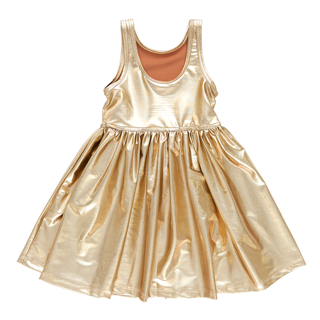 Metallic Gold Liza Lame Dress