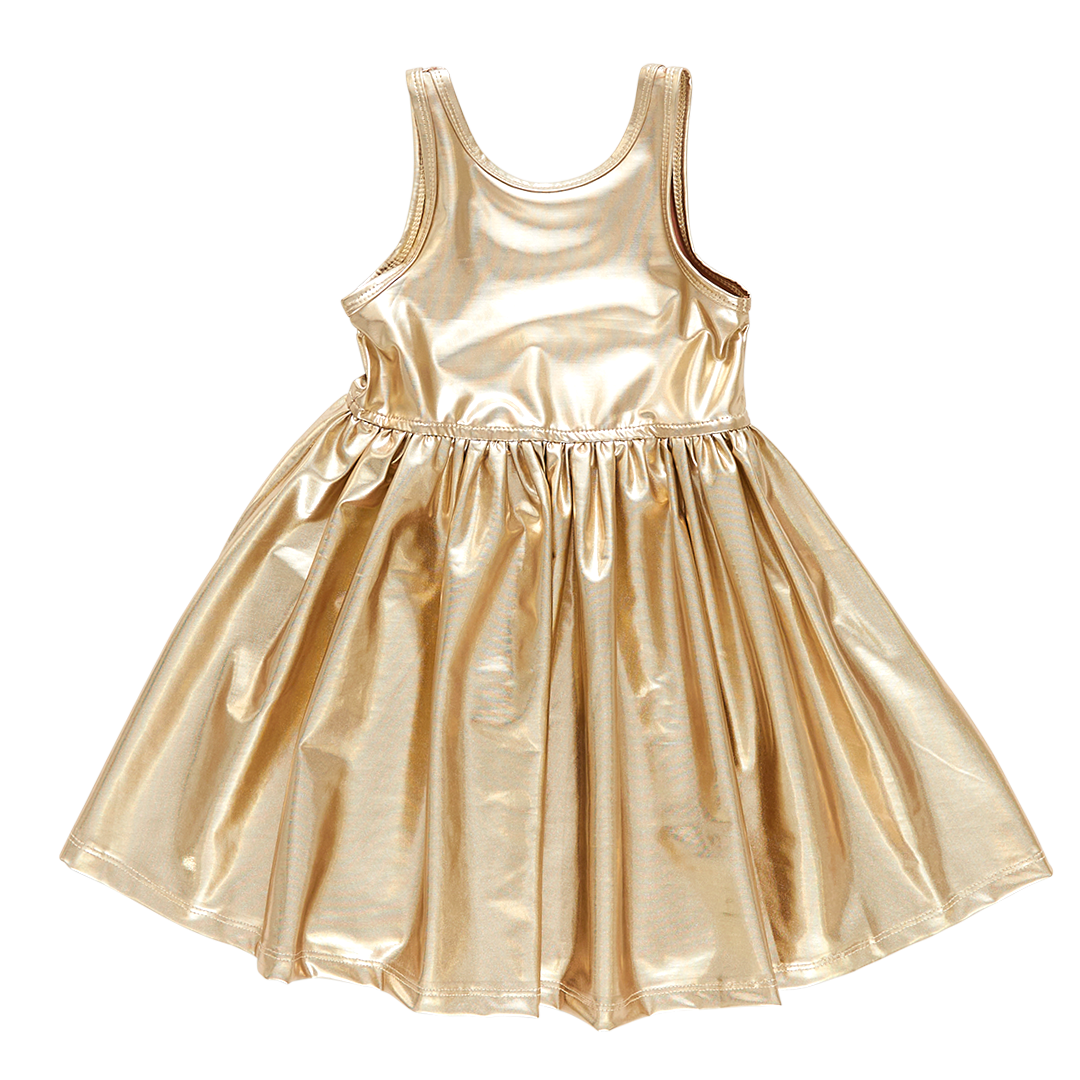 Metallic Gold Liza Lame Dress