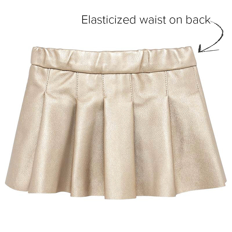 Faux Leather Skirt - Golden