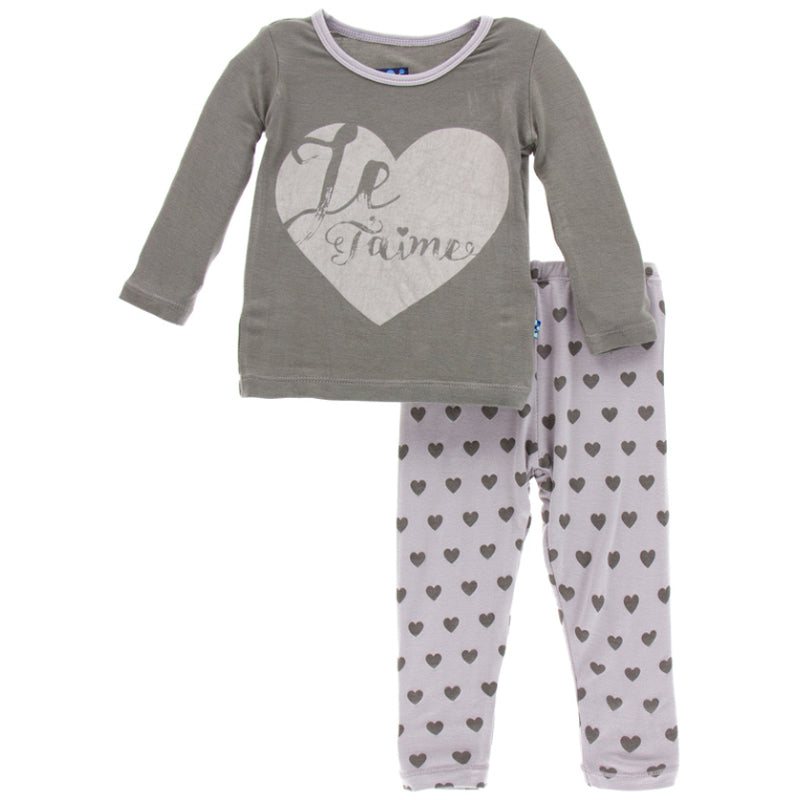 Feather Hearts Long Sleeve Pajama Set