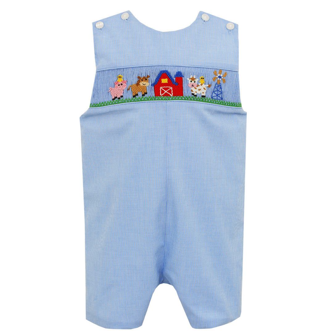 Light Blue Micro Check Farm Short John John