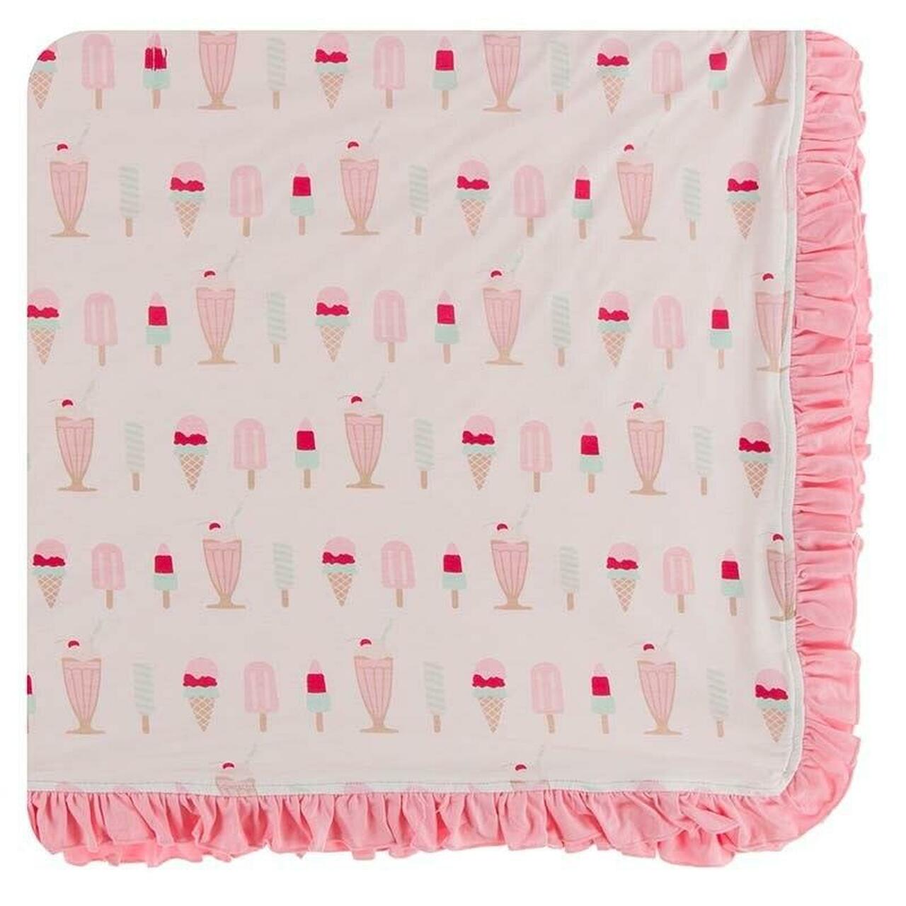 Natural Ice Cream Shop Ruffle Toddler Blanket