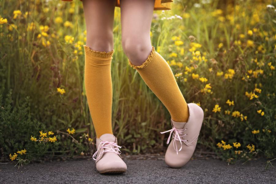 Marigold Yellow Lace Top Knee Highs