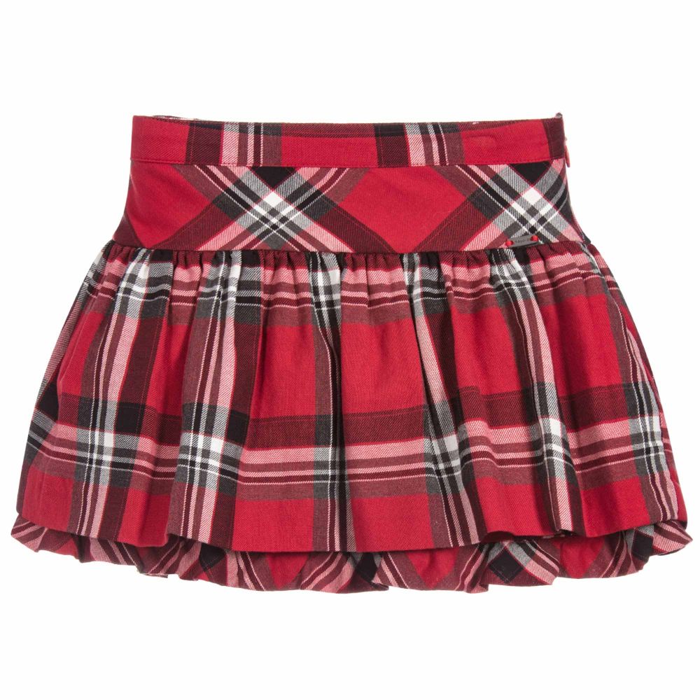 Red Tartan Flared Skirt