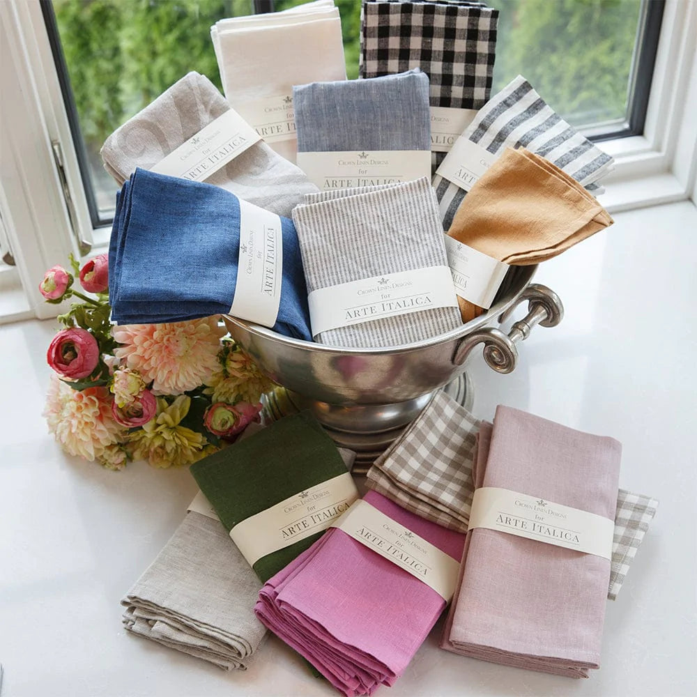 French Blue Washed Linen Napkins - Set of 4
