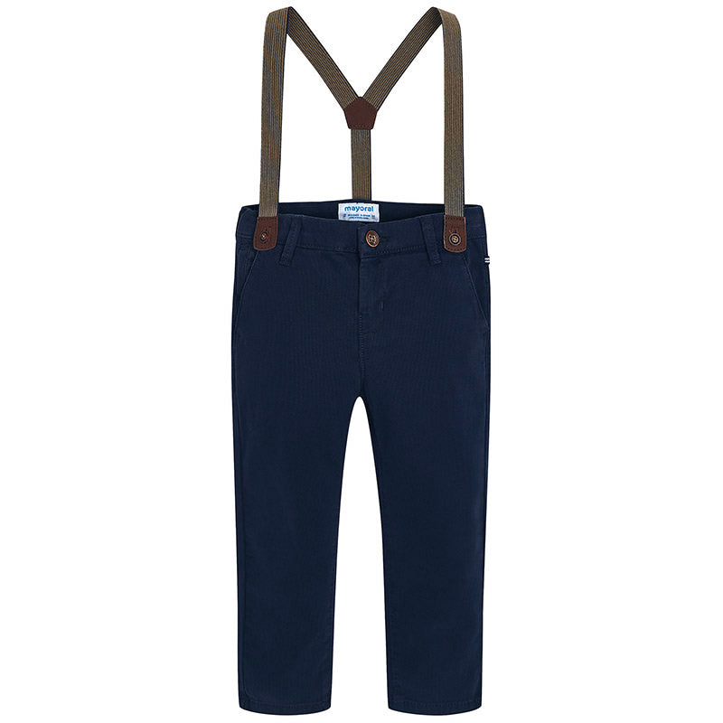 Navy Chino Trousers with Suspenders