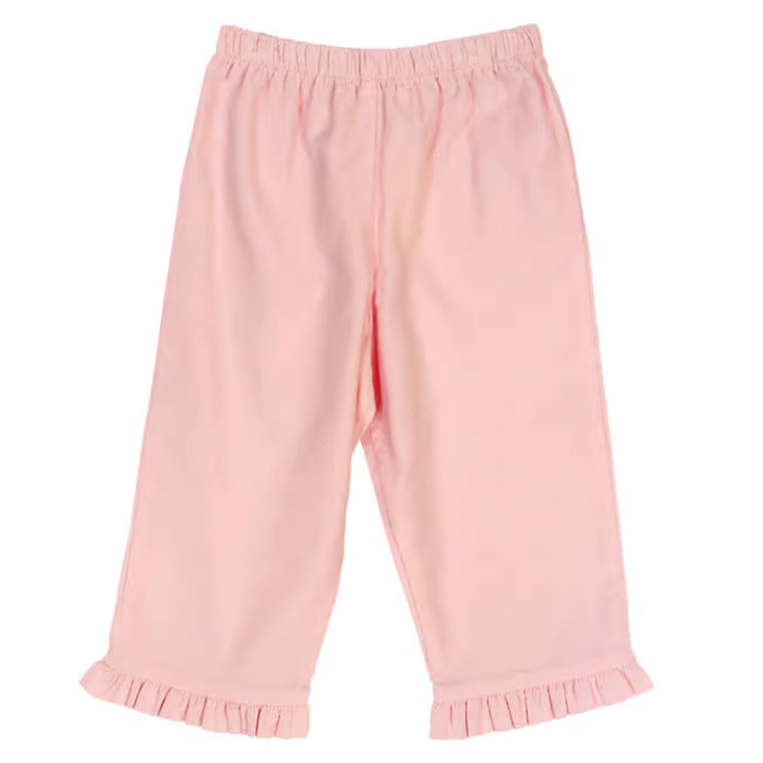 Light Pink Elastic Corduroy Pant With Ruffles