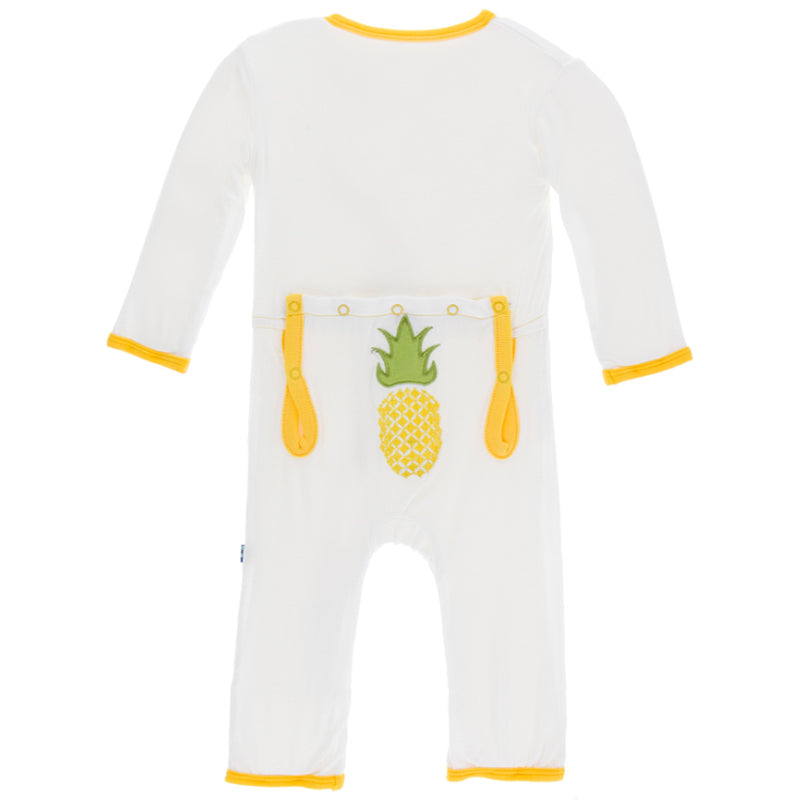 Natural Pineapple Applique Coverall With Zipper