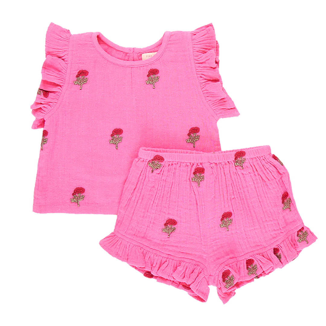 Hot Pink Flowers Girls Roey 2-Piece Set