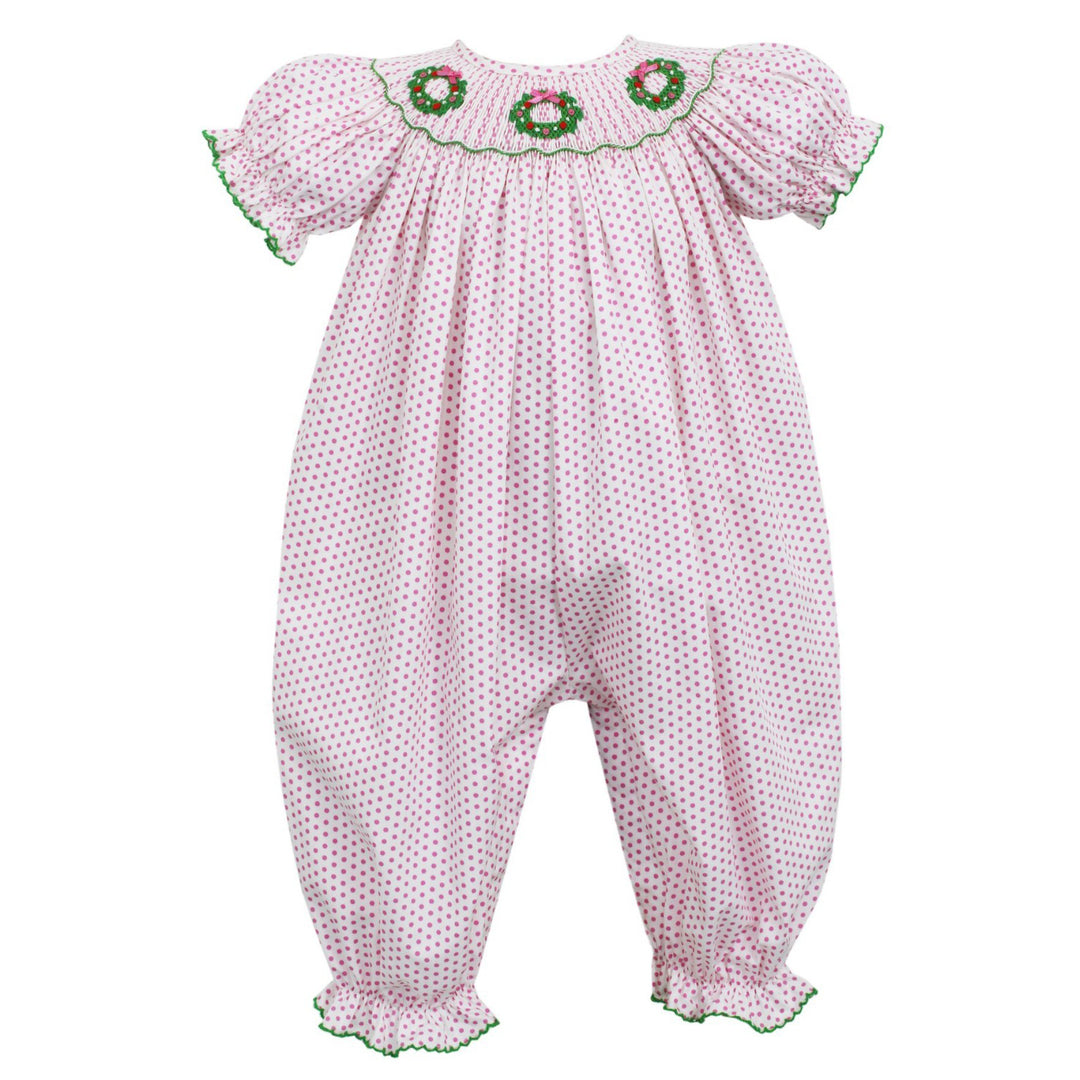 White & Pink Polka Dot Wreaths Long Bubble
