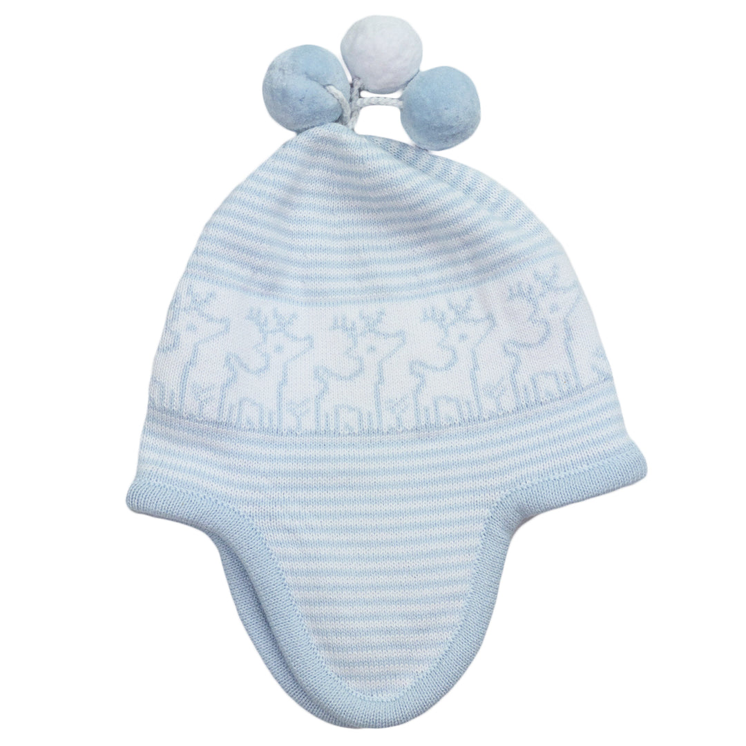 Reindeer Blue Knit Hat