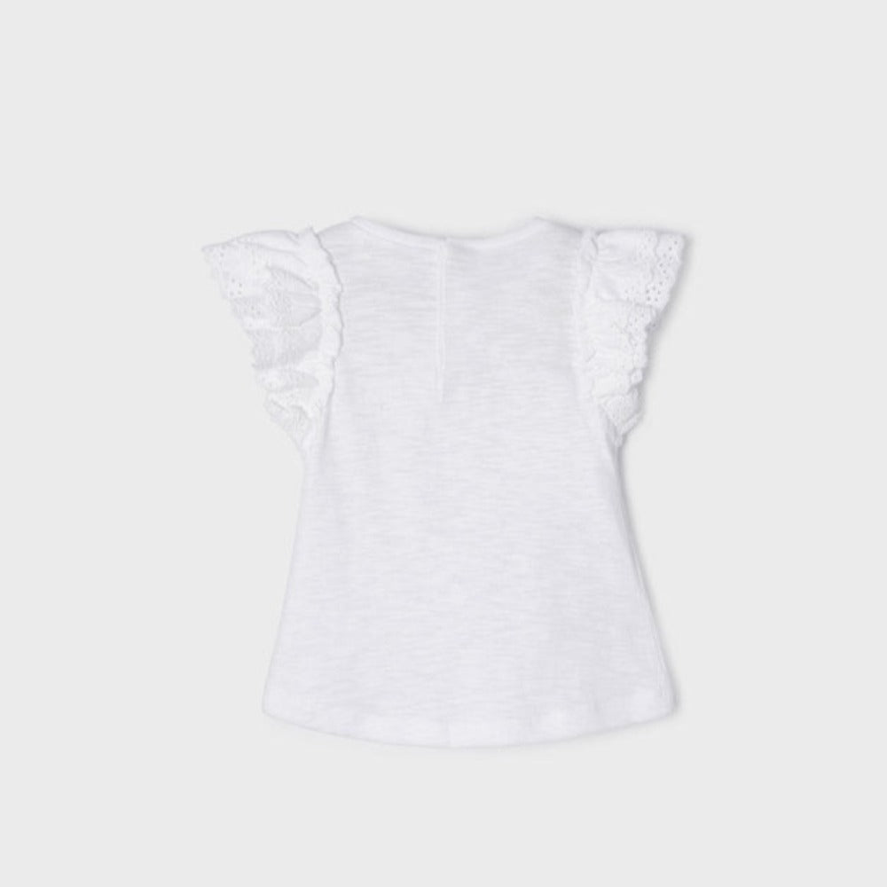 White Ruffled Sleeve T-Shirt