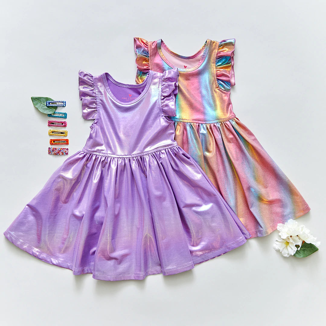Iridescent Purple Ruffle Steph Dress