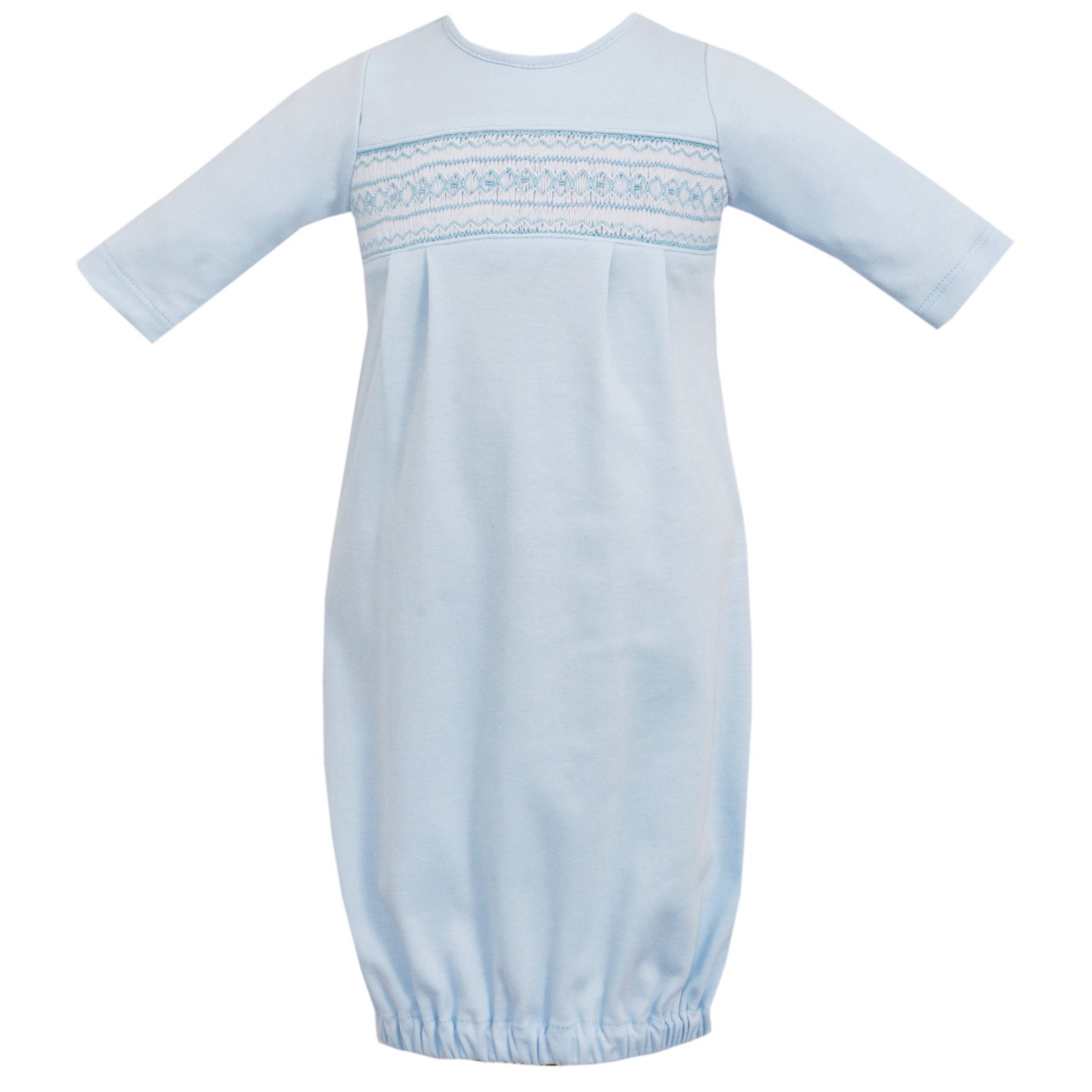 Light Blue Knit Sac With Geometric Smocking