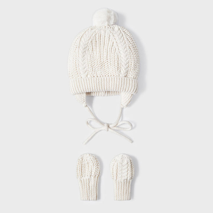 Cream Ecofriends Hat & Mittens Set