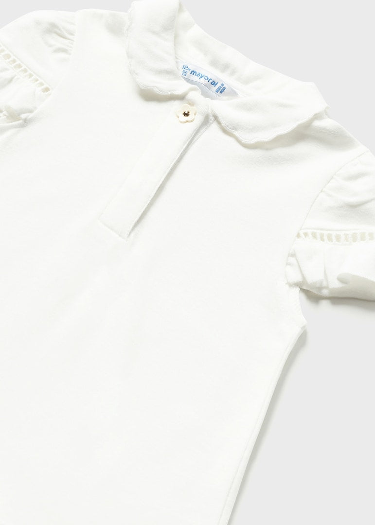 White Short Sleeves Girls Polo