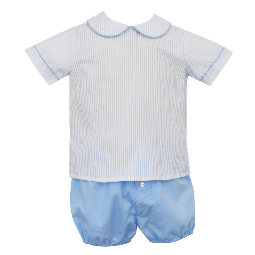 Light Blue Stripe Short Set