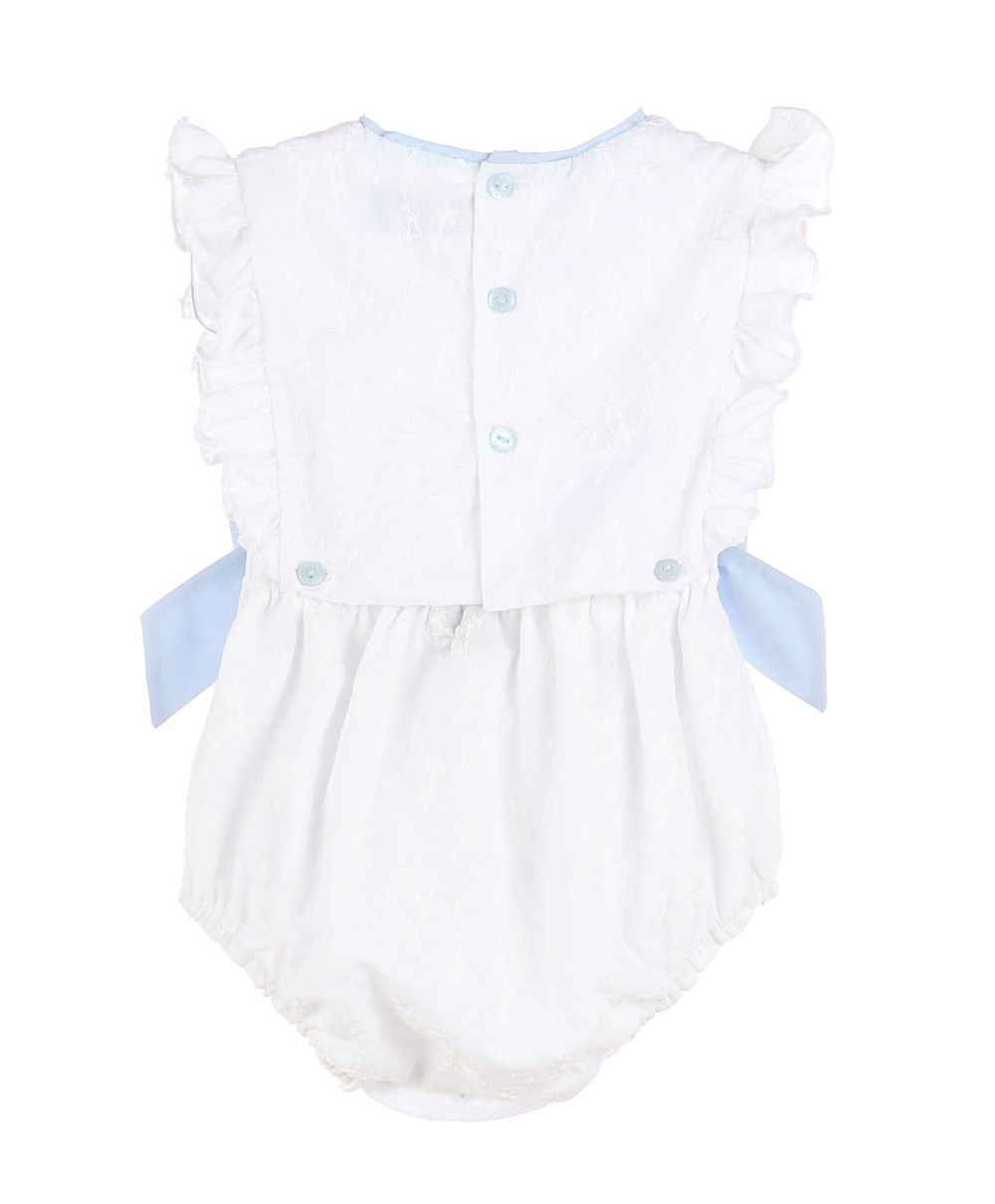 White & Blue Classic Overall With Bows
