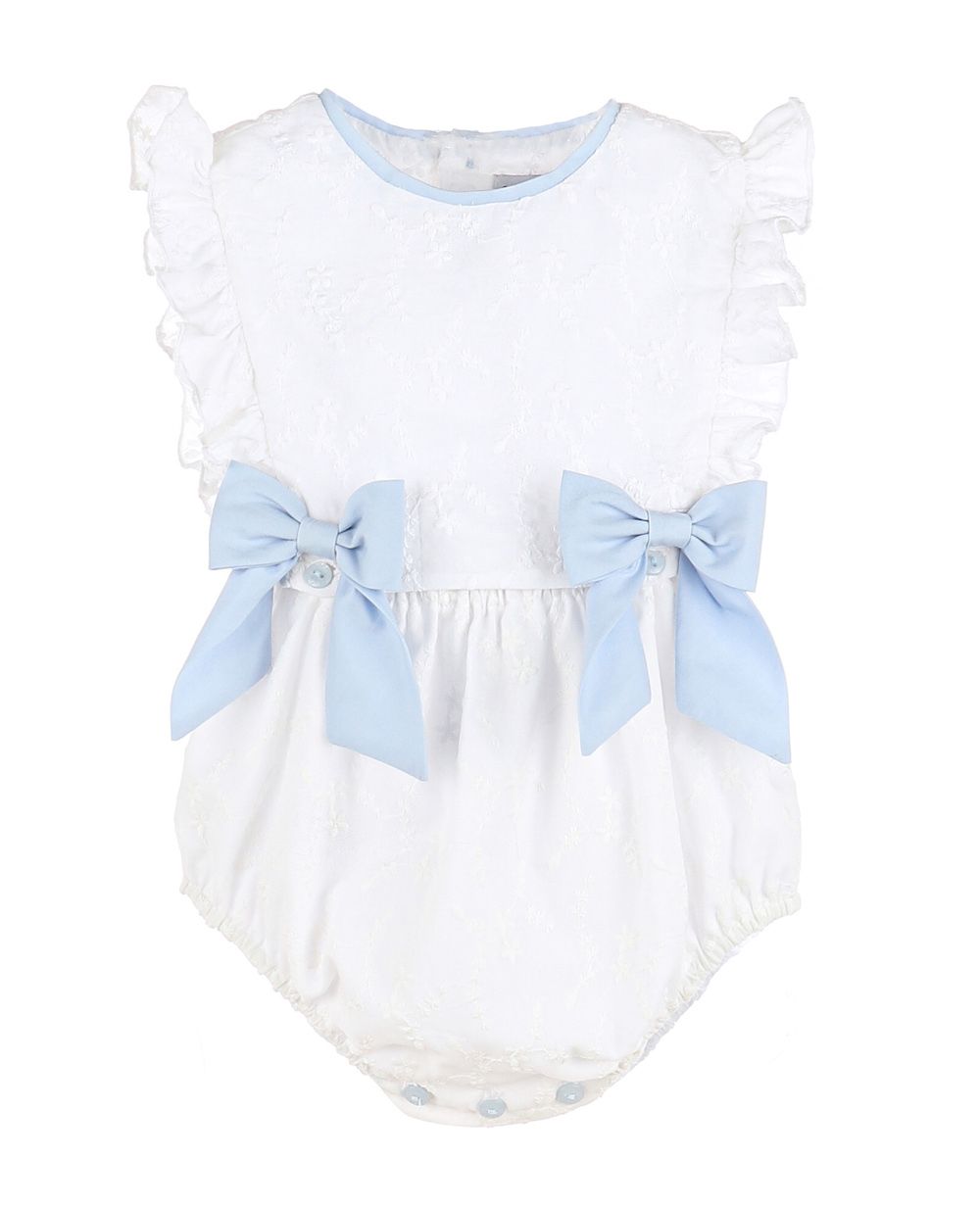 White & Blue Classic Overall With Bows
