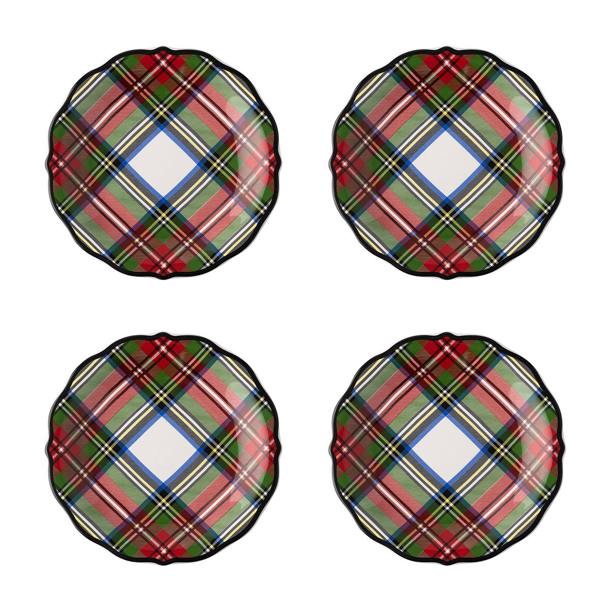 Stewart Tartan Cocktail Plates - Set of 4
