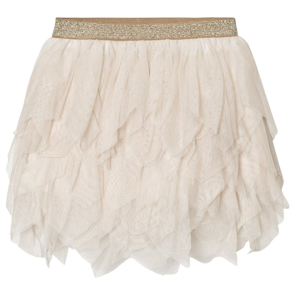 Beige Tulle Ruffle Skirt